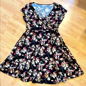 Ann Taylor Floral Black Dress Sz XL